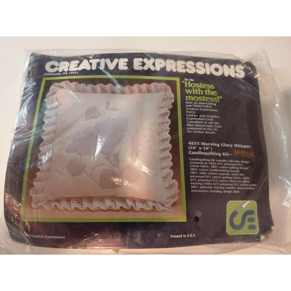 Creative Expressions 4833 Morning Glory Whisper Candlequilting Kit 14" x 14" NIP